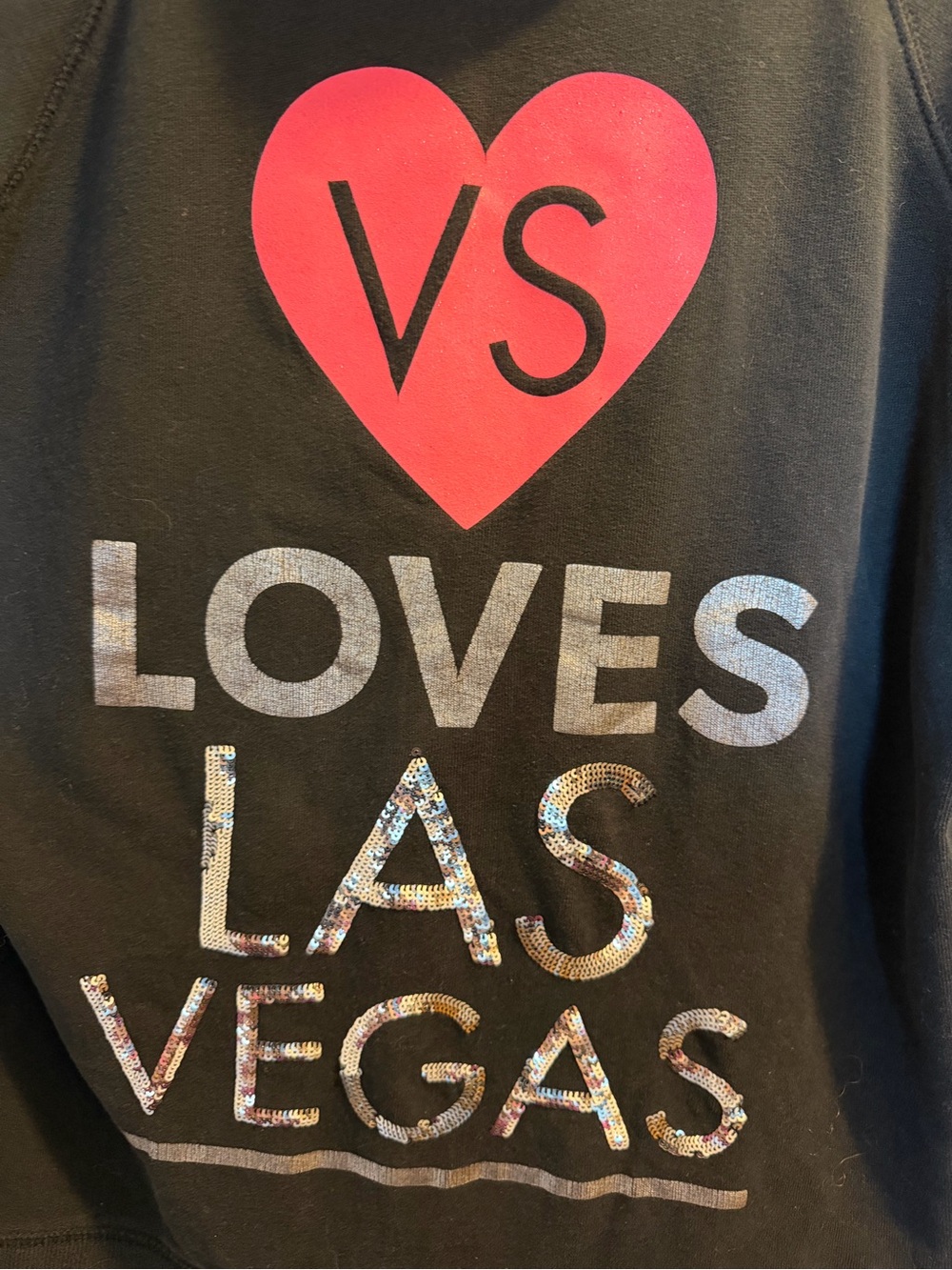 Victoria's Secret loves Las Vegas bling sequin hoodie full zip vintage y2k
